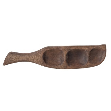 Platou de servire rustic cu 3 compartimente din lemn de mango maro, 40x9x2,5 cm, „Thorun"