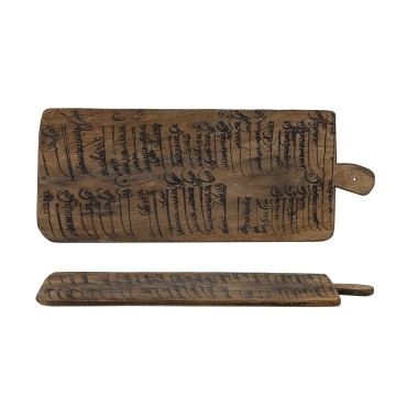 Platou decorativ din lemn reciclat, cu model gravuri antice, „Gratia", 53 x 20 x 1,5 cm - Img 2