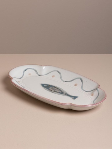 Platou oval din ceramică, albastru, 23×12 cm, "Marine" - Img 5