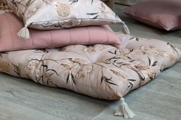 Saltea taupe, din bumbac, cu imprimeu floral, 180x70cm, Aix - Img 4