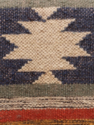Scaun de bar kilim cu spătar din iută naturală și lână, multicolor, cu ținte decorative, 103 x 45 x 50 cm, „Autumn Killim” - Img 7
