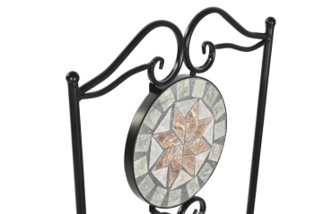 Scaun de exterior din fier forjat, cu design mozaic ceramic, stil mediteraneean, "Tesera" - Img 4