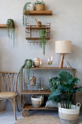 Scaun dining bej din lemn de cauciuc, rattan si rachita, cu aspect vintage, French - Img 9