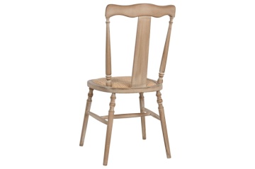 Scaun dining din lemn de cedru, natur, spătar cu bară centrală, șezut din ratan împletit și picioare sculptate, finisaj natural, 94 x 50 x 40 cm, „Saint-Rémy” - Img 6