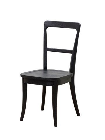 Scaun dining din lemn de mango, negru, cu spătar în scară și șezut cu margine înălțată, fibra în relief, 93 x 43 x 50 cm, „Clive”