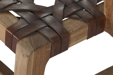 Scaun dining din lemn de tec si piele naturala " Country Leather " - Img 6