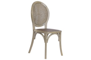 Scaun dining din lemn de ulm cu spătar și șezut împletit din rattan, 44×42×95 cm, „Medallion" - Img 2