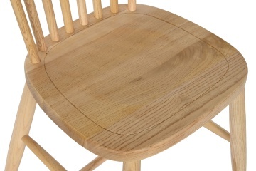 Scaun dining din lemn de ulm, natur, cu spătar înalt din lemn și șezut curbat, finisaj natural, 90 x 45 x 42 cm, „Rosalie” - Img 4
