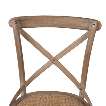 Scaun dining din lemn masiv și răchită, maro, cu spătar în X prins în șuruburi și șezut împletit, finisaj natur, 88 x 42 x 44 cm, „Odile” - Img 5