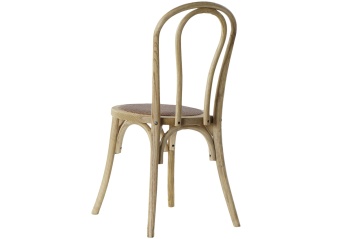 Scaun dining natur din lemn masiv de ulm cu șezut și spătar împletit din rattan, 89x43x44 cm, „Manoir" - Img 2