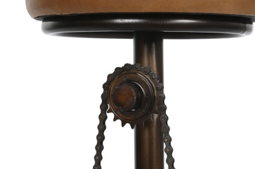 Scaun inalt de bar din piele naturala si metal, stil industrial ,"Rotor" - Img 4