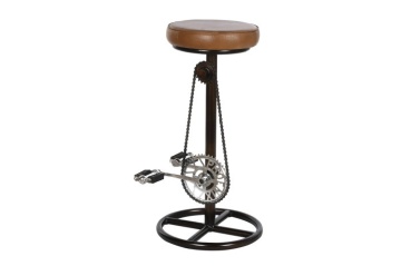 Scaun inalt de bar din piele naturala si metal, stil industrial ,"Rotor" - Img 6
