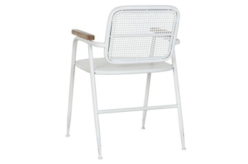 Scaun vintage din metal perforat, finisaj alb antichizat, 51×56×78 cm, „Merej" - Img 4