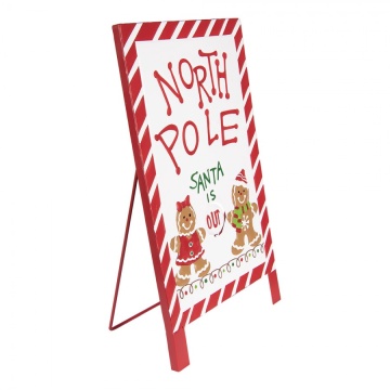 Semn decorativ de Crăciun din metal alb și roșu, 29x16x51 cm, „North Pole” - Img 4