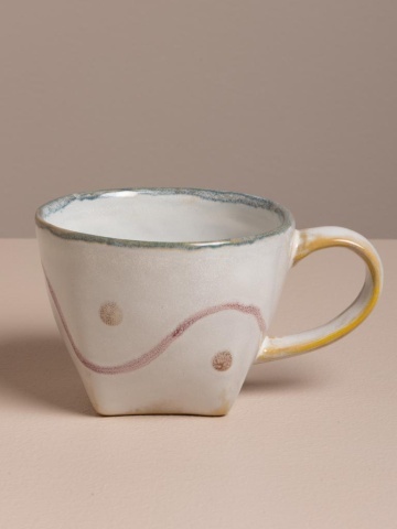Set 2 cești de cafea din gresie ceramică, H7 cm, "Marine" - Img 6