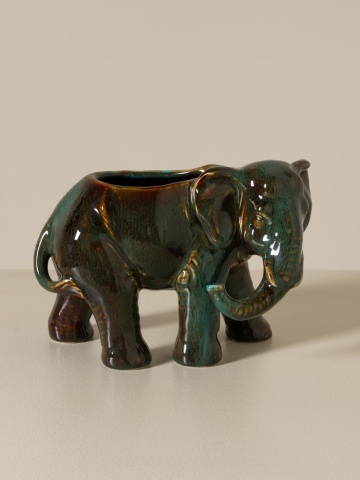 Set 2 elefanți decorativi din ceramică, H16 cm, "Majestic" - Img 4