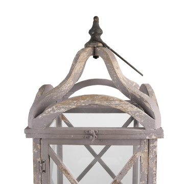 Set 2 felinare gri din lemn, aspect vintage, 73/56 cm - Img 3
