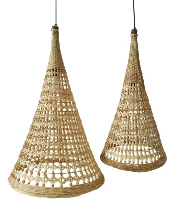 Set 2 lustre suspendate din bambus împletit, maro, finisaj natural, 95 x 50 cm, „Autoire”