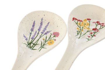 Set 2 suporturi pentru lingură din porțelan cu motive florale, 10×27,5×2,7 cm, „Bloom" - Img 3
