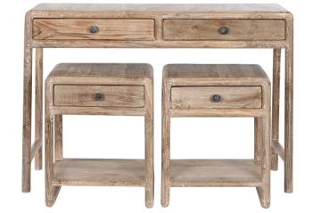Set 3 console din lemn de tec reciclat, finisaj natural, „Origin” - Img 5