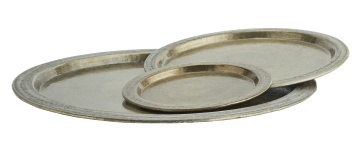 Set 3 tăvi rotunde din aluminiu forjat manual, D28/42/58 cm, „Artisan" - Img 3