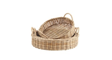 Set 3 tăvi rotunde din rattan împletit manual, D31–40 cm, „Raya" - Img 4