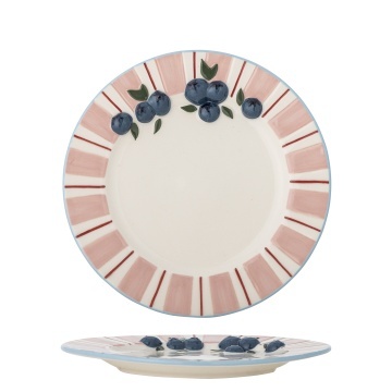 Set 4 farfurii din ceramică pictate manual, roz, D20,5×H2 cm, „Carry Plate" - Img 4