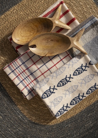 Set 4 șervete din bumbac imprimat cu motive de pești, 35×35 cm, „Fish Napkins" - Img 2