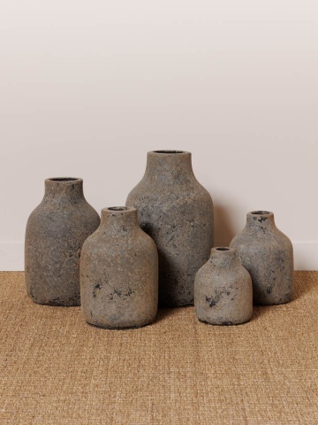 Set 5 vase de exterior din teracotă, finisaj gri antichizat, H35 cm - Img 2