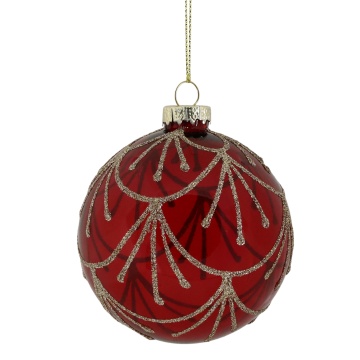 Set 6 globuri de Crăciun vintage din sticlă pictată manual, D8 cm, „Antique Cherry” - Img 5