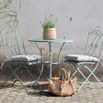 Set bistro pentru exterior din metal verde antichizat cu masă și 2 scaune, „Antique Verte” - Img 2