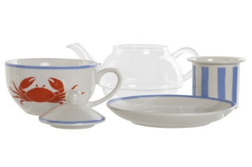 Set ceainic și cană din sticlă și porțelan cu motive marine, 250 ml, 16,5×13,5×14 cm, „Aigua" - Img 3