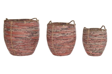 Set coșuri decorative din ratan, 52×52×58 cm, „Peach"