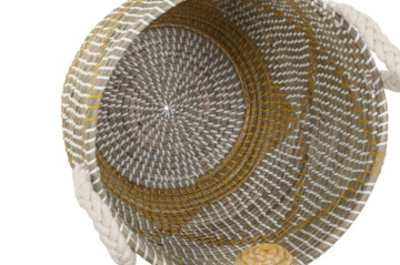 Set coșuri decorative pentru depozitare coral, din iarbă de mare și bumbac, 41×41×57 cm, „Coral" - Img 3