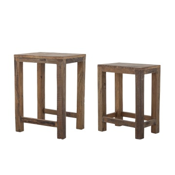 Set de 2 măsuțe laterale rustice din lemn reciclat maro, 26x40x50 cm și 36x40x57 cm, „Galen" - Img 3