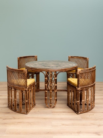 Set dining cu masa rotunda si 4 scaune din rattan , "Mandala" - Img 7