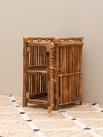 Set dulap și noptieră din ratan, natur, cu 3 uși și 5 rafturi, galerie cu bucle pe blat, 110 x 56 x 38 cm și 54 x 34,5 x 42 cm, „Harmonie” - Img 3
