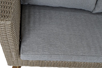 Set lounge exterior din rattan sintetic și structură din lemn și oțel cu canapea, 2 fotolii, masă și perne, finisaj bej-gri, „Zahara - Img 3