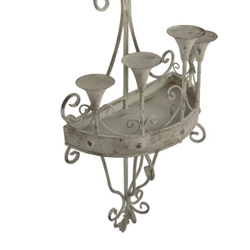 Sfesnic 10 lumanari, verde, din metal, aspect vintage, 44x21x144 cm - Img 3