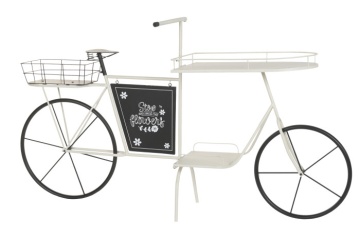 Stand decorativ alb, cu rafturi din metal , tip "Retro Bicycle" - Img 2