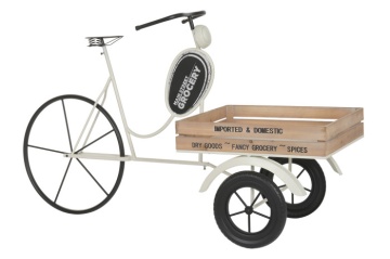 Stand decorativ din metal , cu 1 raft din lemn , "Retro Tricycle" - Img 2