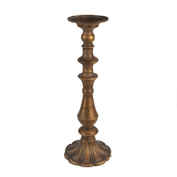 Suport de lumanare, auriu, din metal, aspect vintage, H43 cm