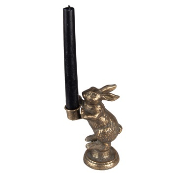 Suport de lumanare, auriu, din metal, in forma de iepure, 10x7x16 cm, Rabbit - Img 4