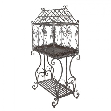 Suport decorativ plante, maro, din metal, aspect vintage
