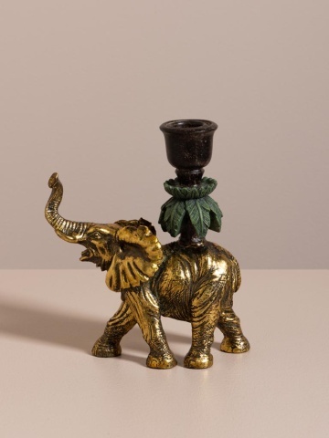 Suport lumanare din polirășină, „Golden Elephant” - Img 3