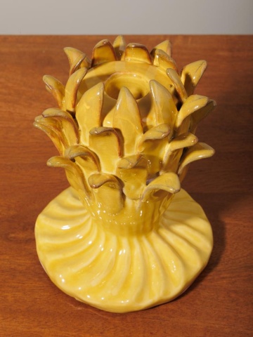 Suport lumanare galben din ceramica H14.5cm Artichoke - Img 3