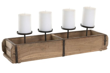 Suport lumânări decorativ ,natur din lemn de tec si metal, "Fjell" - Img 5