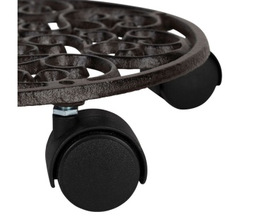 Suport pentru ghiveci cu roti, din fonta, D27 cm, Rhodonea Brown - Img 3