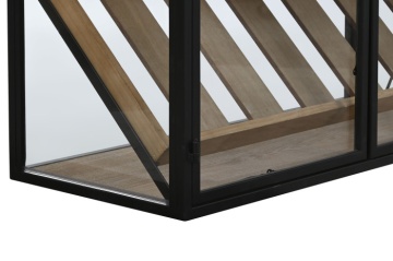 Suport pentru sticle din metal, lemn și sticlă, 102x32x60 cm, finisaj natural/negru - Img 5