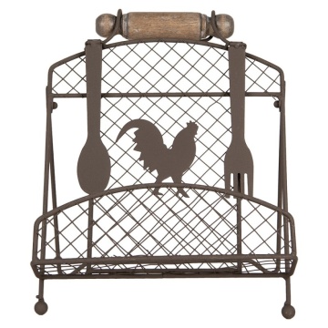 Suport vintage pentru carte de bucate din metal, finisaj maro antichizat, 23x21x31 cm